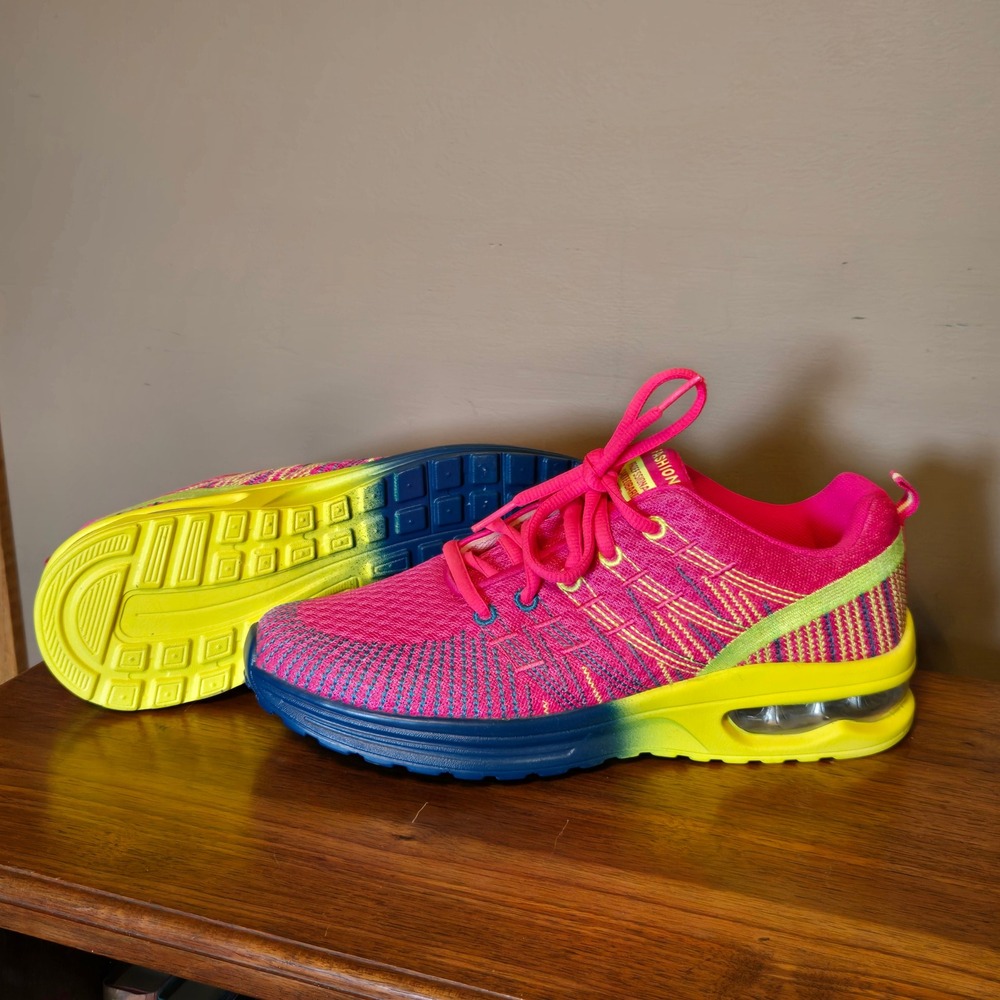 Fashion Professional Pink Yellow Gradient Air Cushion Athletic Sneakers Size 42